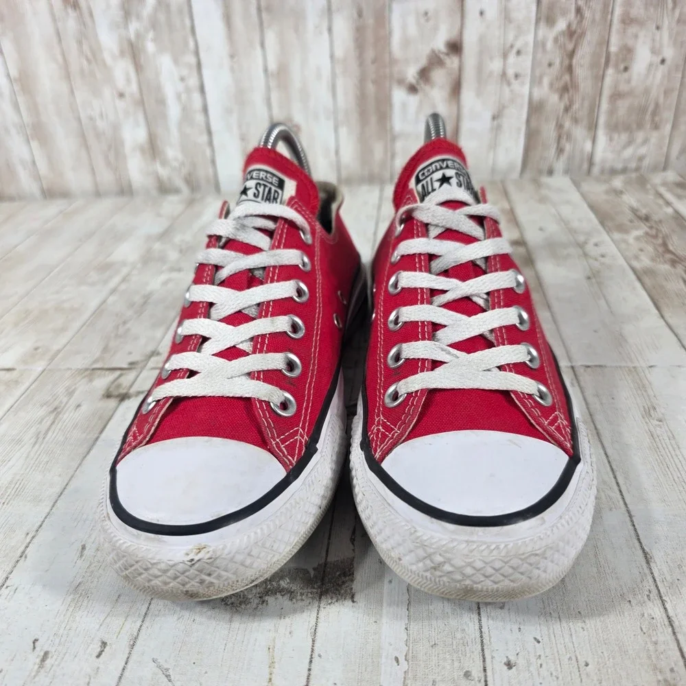 Converse Chuck Taylor All Star Low Top Red Canvas Sneakers M9696 Womens 8 Mens 6 - Picture 2 of 8